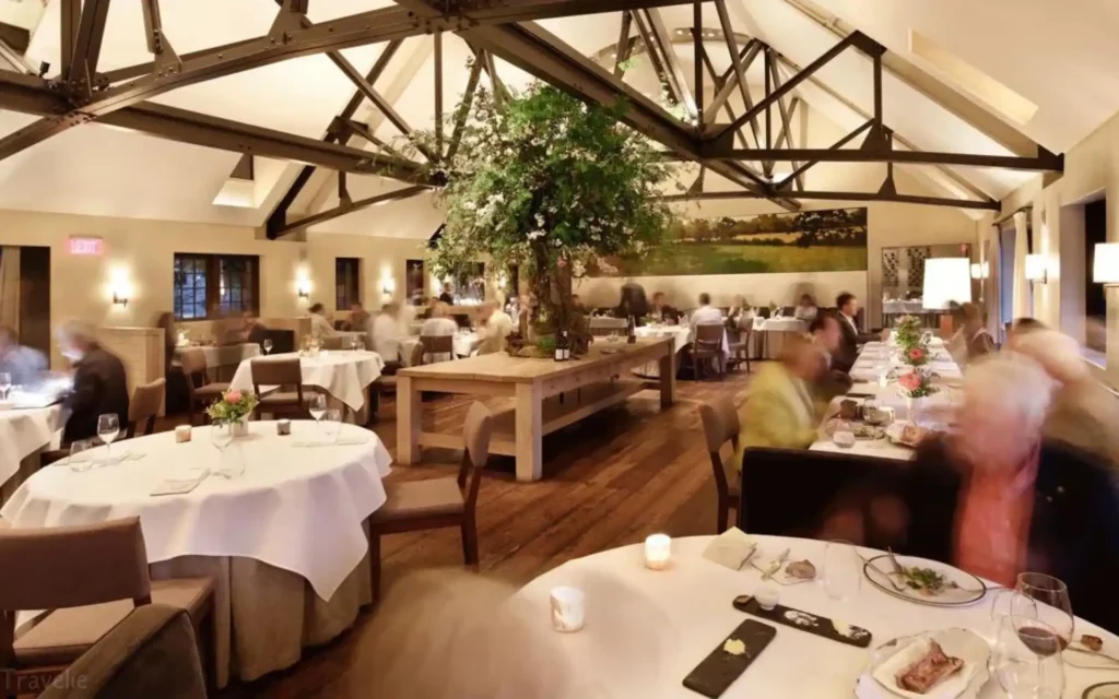 Discover 9 sustainable restaurants worldwide, leading in eco-friendly practices like local sourcing, zero-waste, and ethical dining. Dine green today! | Blue Hill Restaurant Interior